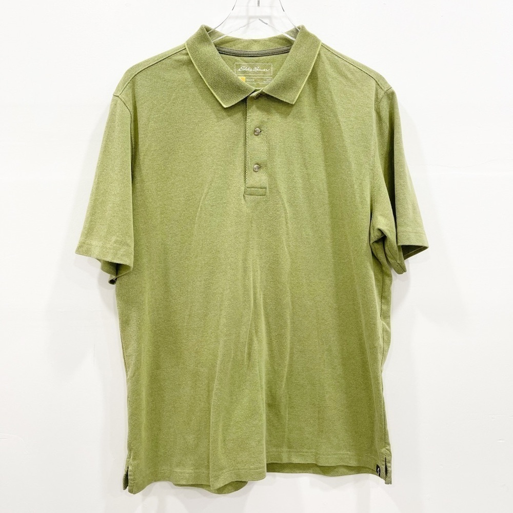 Eddie Bauer Travex Polo Shirt Green Short Sleeve L